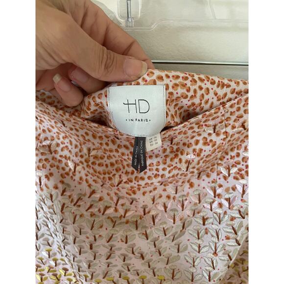 Anthropologie HD in Paris Embroidered Floral Linen Floral Skirt Pink Size 2 - Picture 4 of 5